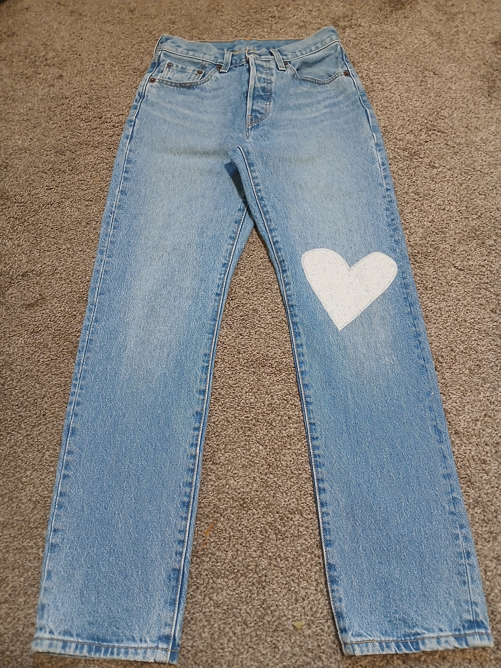 Levi's 501 150th Anniversary Heart Patch Straight Leg Jeans 24x30 NWOT